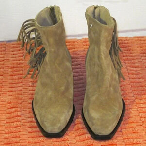 ALL SAINTS Layla Fringe boot cognac EU 37 NWT zip fringe suede leather western